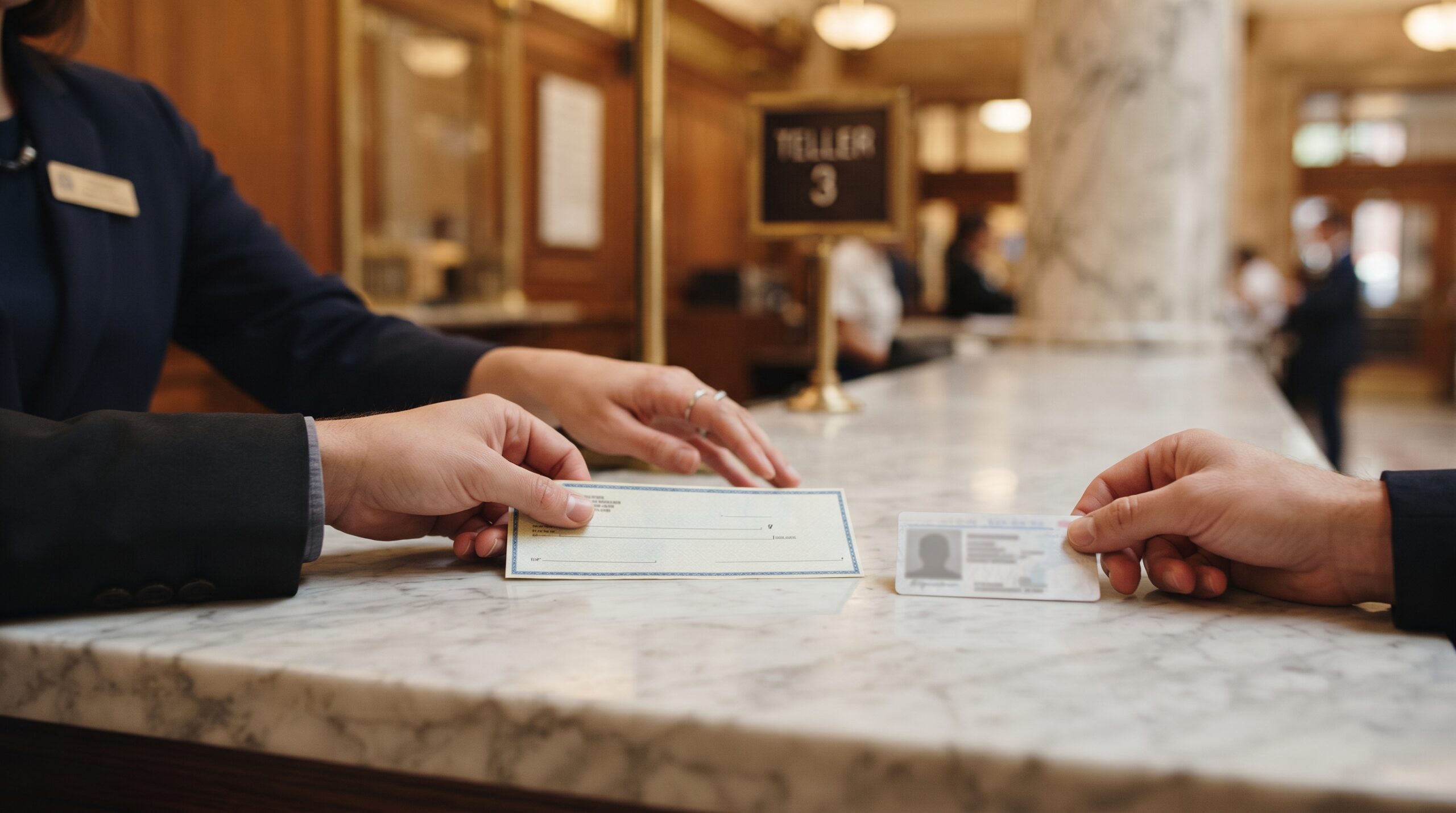 Closing the payment inside the buyer's own bank branch lets a teller verify the funds in real time, before the keys or the title change hands.