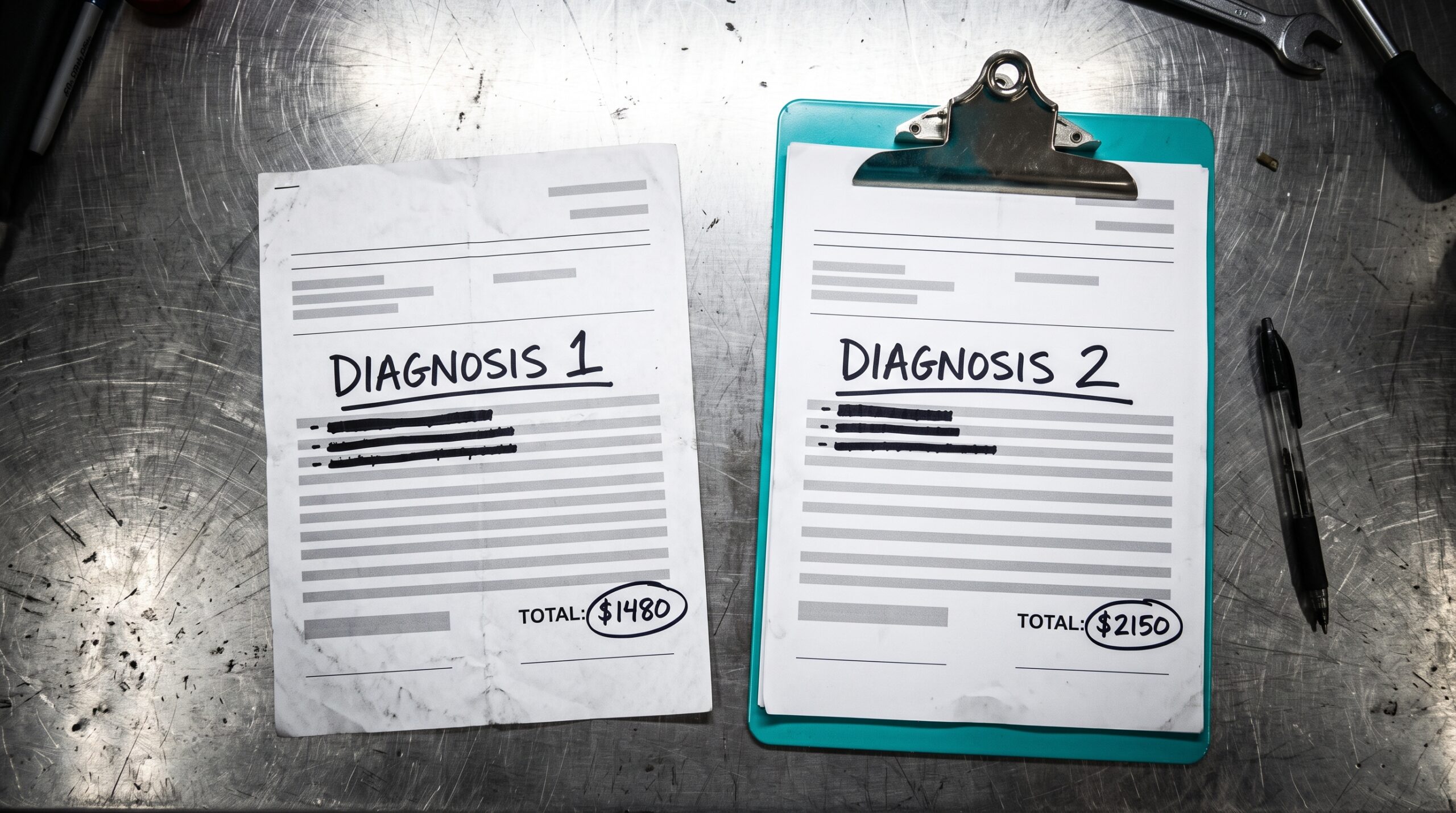Two shops can look at the same symptom and write down two very different diagnoses.